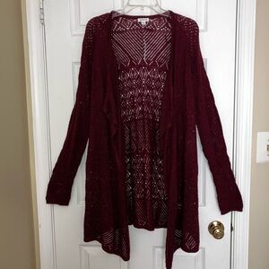 Westport Women's Burgundy Open-Front Sweater